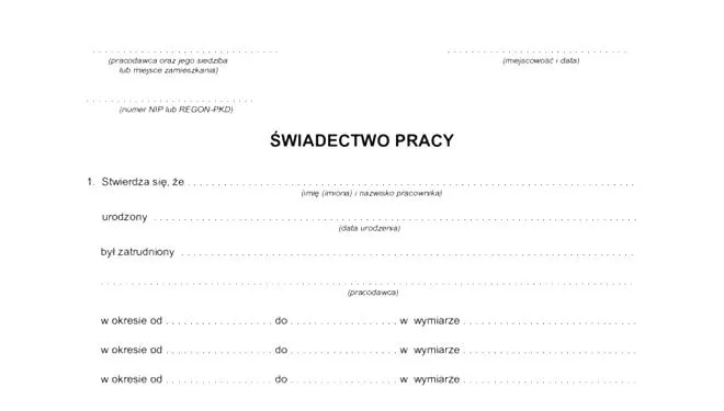Dokumenty zastępujące świadectwo pracy