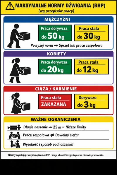 Dopuszczalne ciężary dla kobiet i mężczyzn