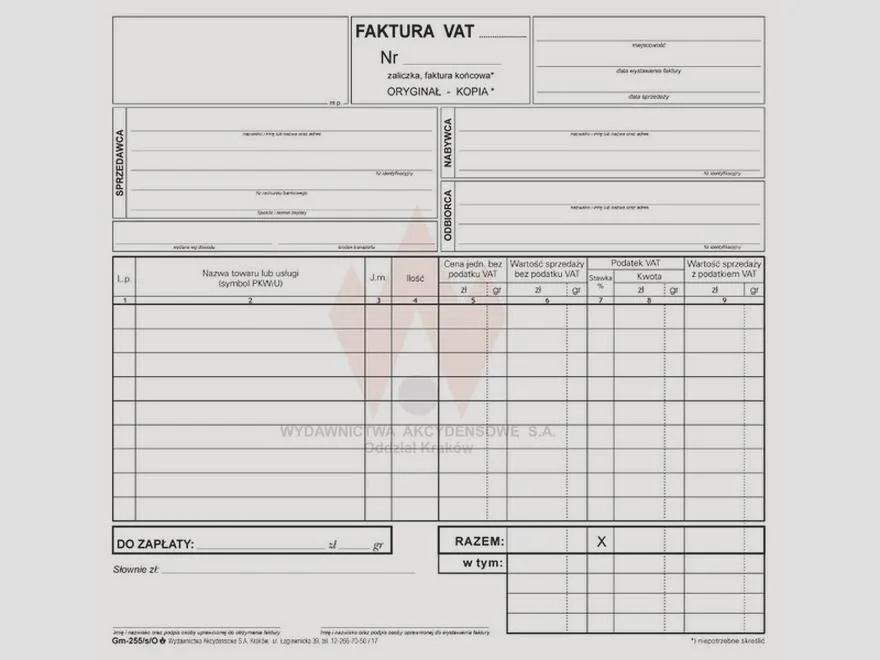 Faktura zwolniona z VAT