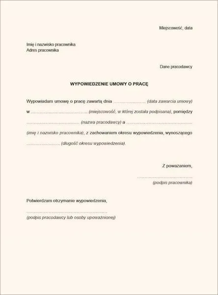 Formalności związane z wypowiedzeniem