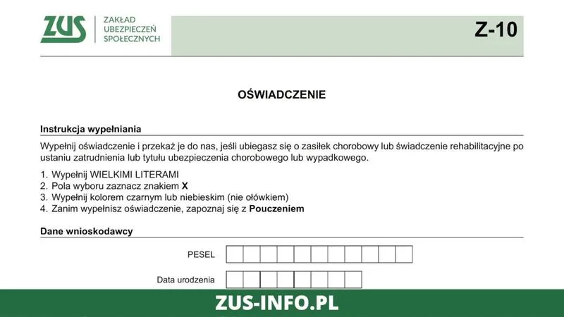 Formularz ZUS Z-10