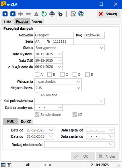 Korekta e-zwolnienia