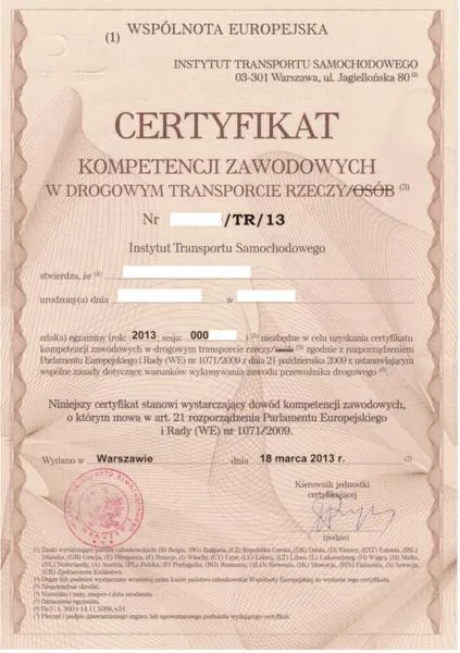 Koszt certyfikatu kompetencji