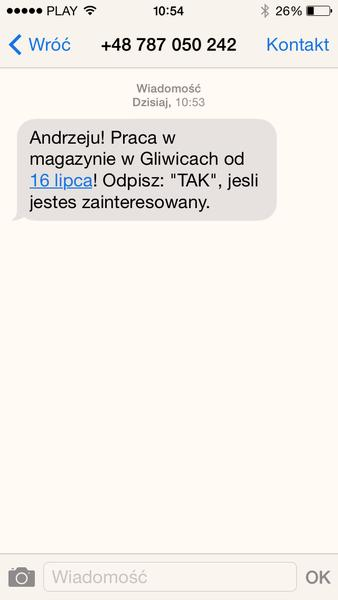 Odpowiedź na ogłoszenie o pracę