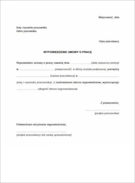 Okres wypowiedzenia w dniach