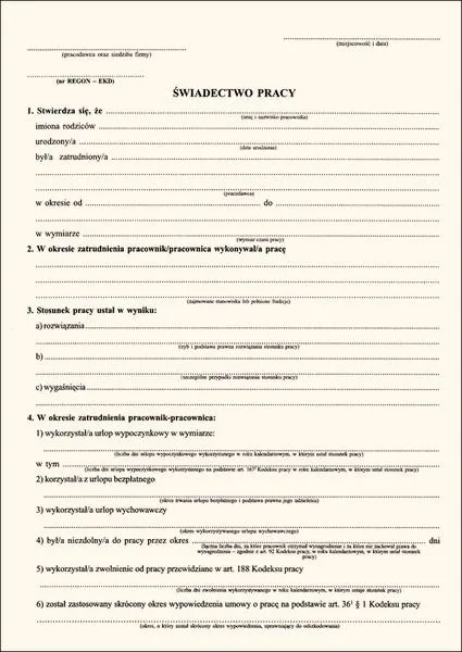Przepisy prawne świadectwa pracy