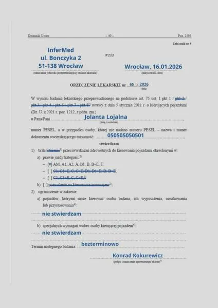 Przygotowanie do badań do wojska