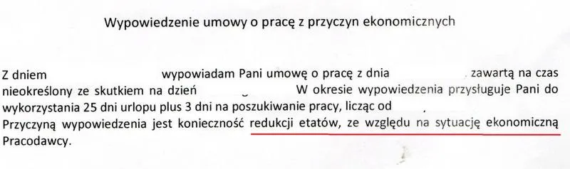 Wypowiedzenie umowy o pracę