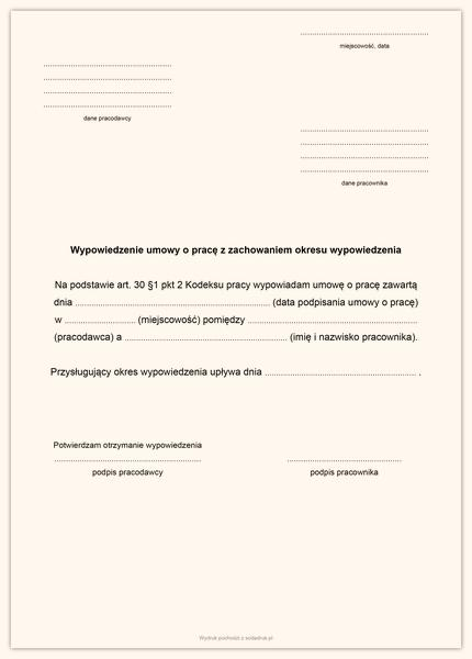 Wypowiedzenie umowy o pracę
