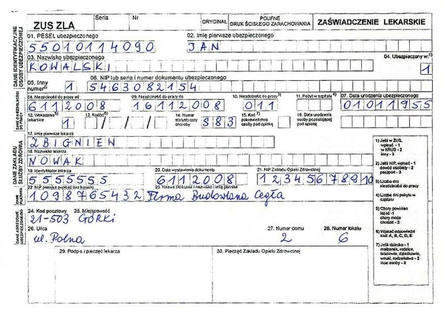 Zwolnienie lekarskie w szpitalu