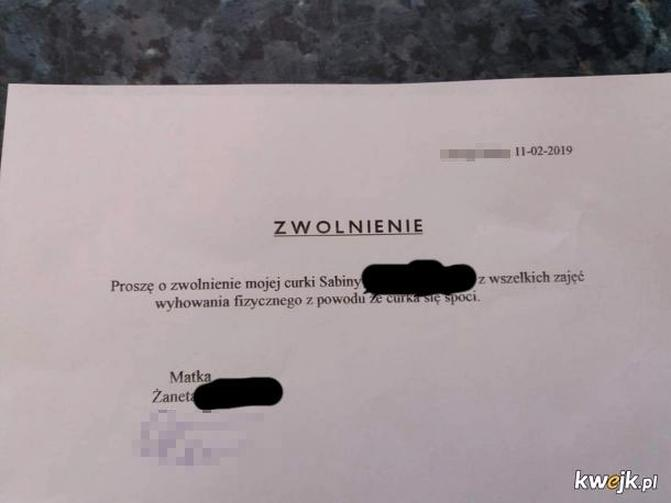 Zwolnienie z WF od lekarza